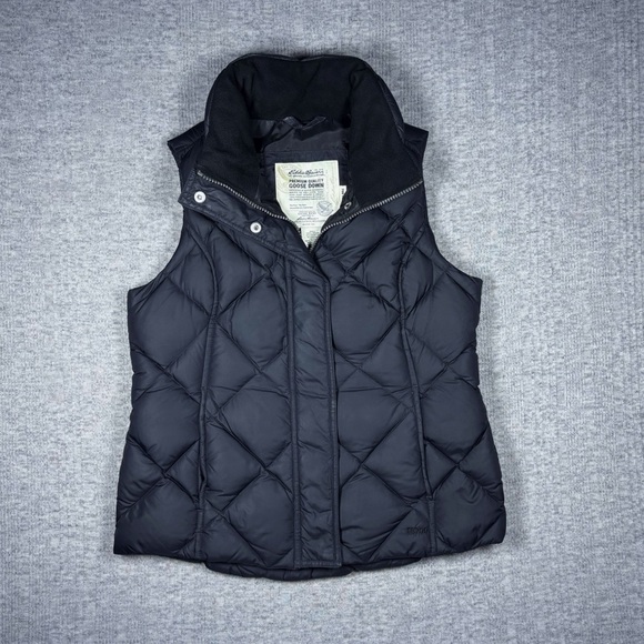 Eddie Bauer Jackets & Blazers - Eddie Bauer Goose Down Vest Womens Size XS EB700 Black Full Zip Snap Puffer